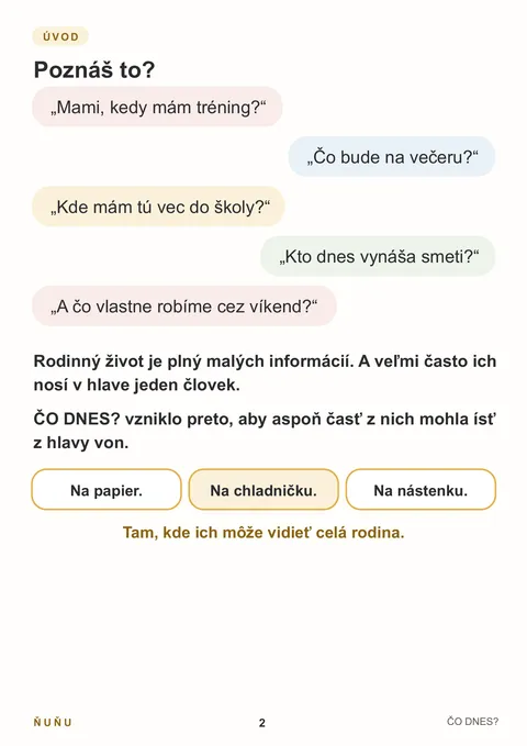 Strana 2 z organizéra Čo dnes?: Poznáte to? – Prečo organizér vznikol.